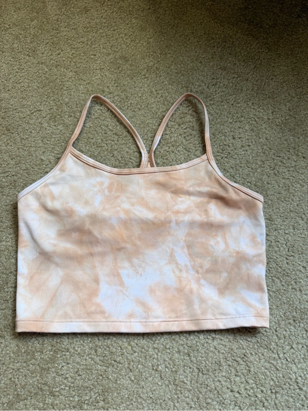 Aerie Offline The Hugger Tie-Dye Peach Seamless Crop Tank